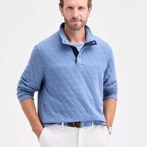 Club Room Men's Large Quilted Mock Neck Blue Pullover Sweater - New with Tags